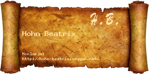 Hohn Beatrix névjegykártya